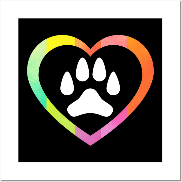 dog paw in heart Wall Art by MikeNotis